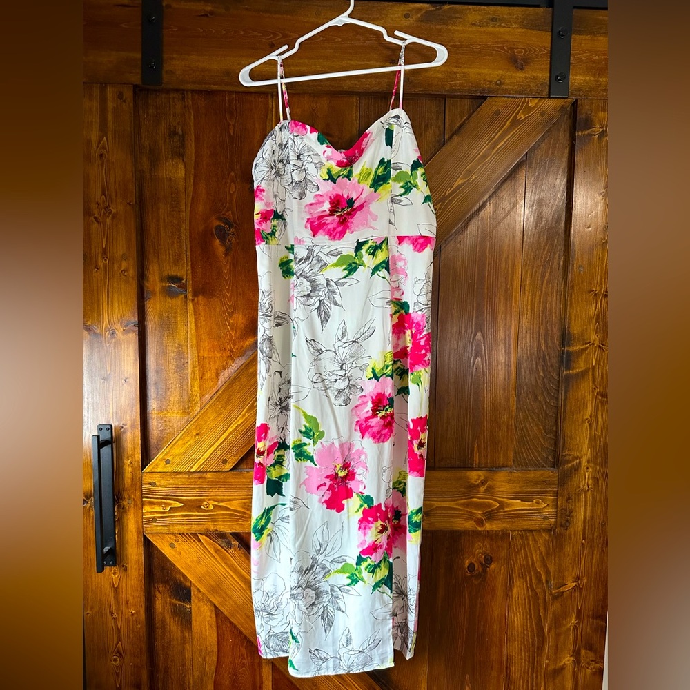 Abercrombie White & Pink Flower Dress, Size L